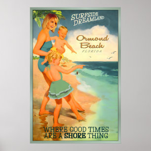 Ormond Beach Florida Volusia County Family Travel Poster