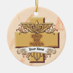 Orn caduceus nurse  ceramic ornament