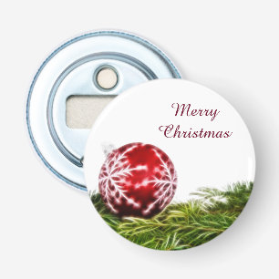 Ornament and Fir Fractal - Merry Christmas Bottle Opener