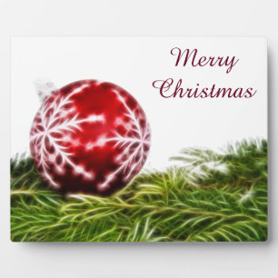 Ornament and Fir Fractal - Merry Christmas Plaque