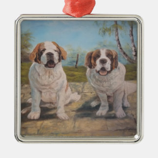 Ornament Ann Hayes Painting Two St Bernards