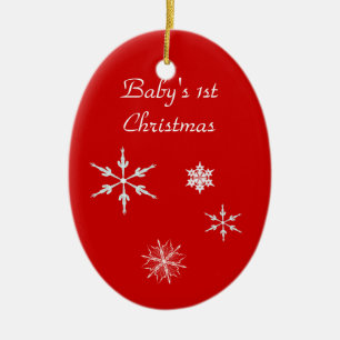 Ornament--Baby's 1st With Snowflakes Ceramic Ornament