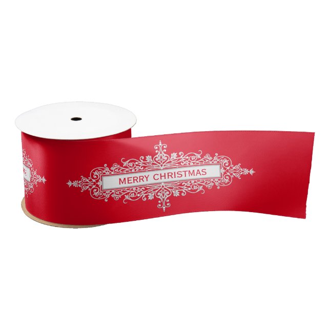 Ornament Banner white + your text & ideas Satin Ribbon (Spool)