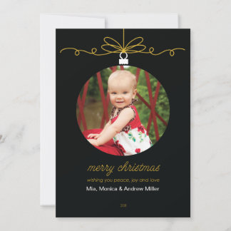 Ornament Black background customized photo Holiday Card