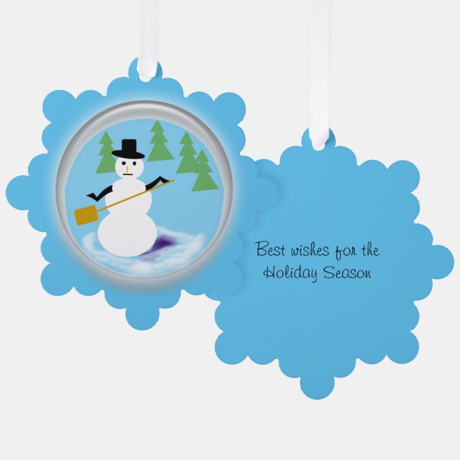 Ornament Card - Working Snowman (Front/Back)