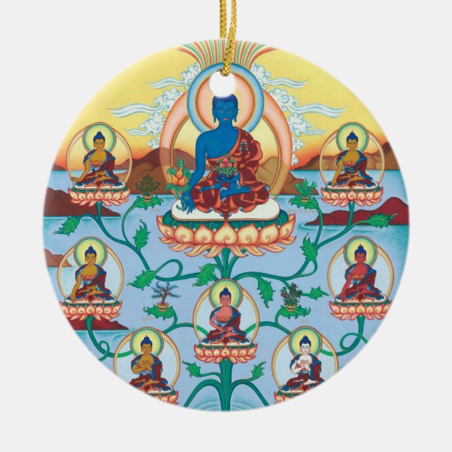 ORNAMENT CERAMIC Medicine Buddha + 8 Med.Buddhas (Front)