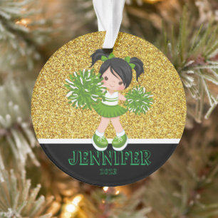 Ornament Cheerleader personnalisé Vert & Or