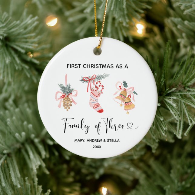 Ornament Christmas as a Family of Three  (Tree)