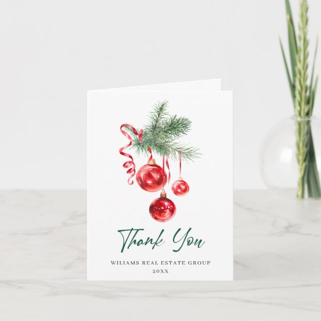 Ornament Christmas Greeting Holiday Thank You Card (Front)