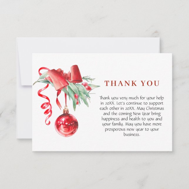 Ornament Christmas Greeting Holiday Thank You Card (Front)