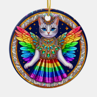 Ornament Christmas Rainbow Angel Cat