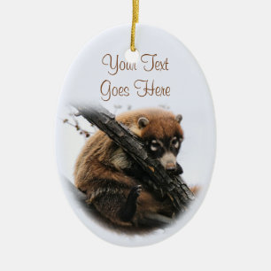 Ornament: Coatimundi #5 (Oval) Ceramic Ornament