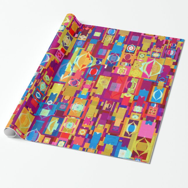 Ornament Collage Wrapping Paper (Unrolled)