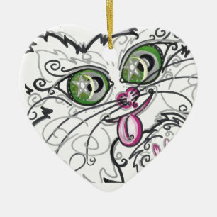 Ornament Cool Cat Face Scroll Art