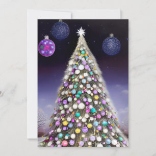 Ornament Covered Christmas Tree Holiday Card