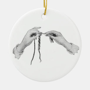 Ornament crocheting hands vintage