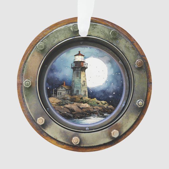 Ornament de phare à hublot nautique (devant)