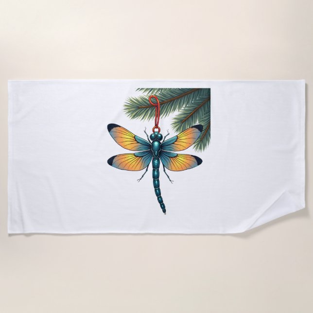 Ornament Dragonfly Beach Towel (Front)