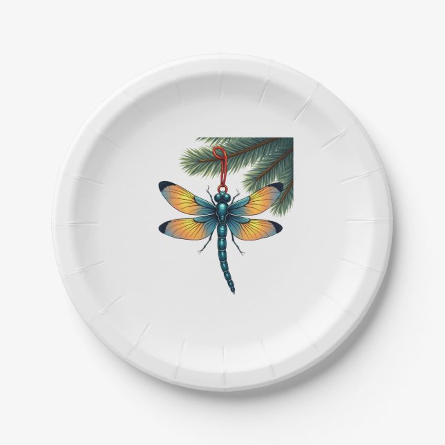 Ornament Dragonfly Paper Plate (Front)