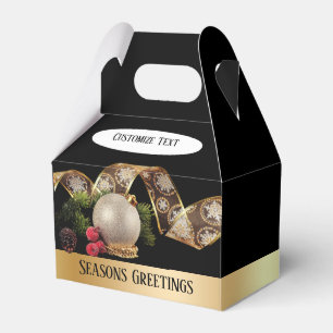 Ornament, Evergreen and Gold Ribbon Favour Box