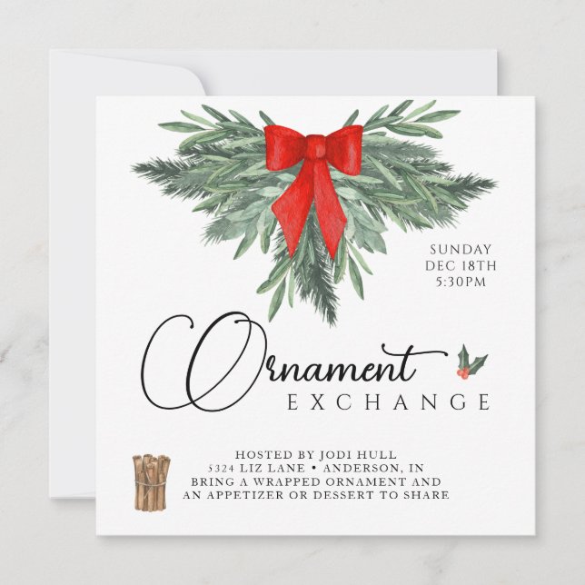 Ornament Exchange invitation editable (Front)