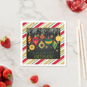 Ornament Exchange Party Napkin - Blk