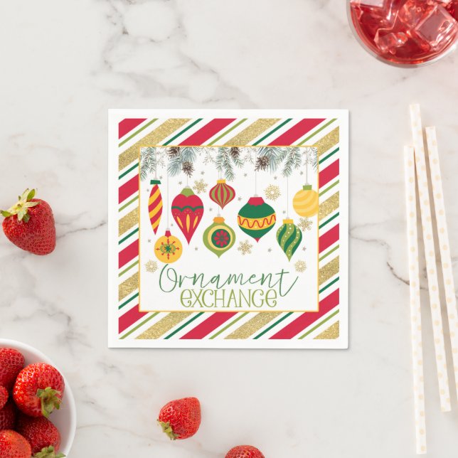 Ornament Exchange Party Napkin - WH (Insitu)