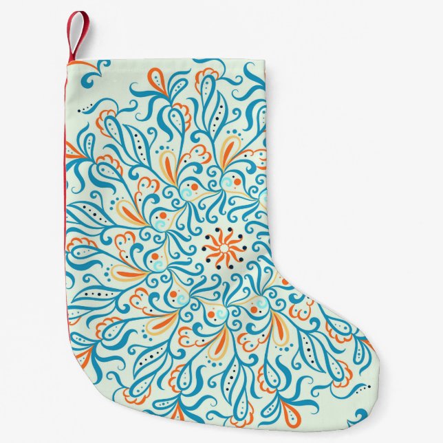 Ornament for ceramic tile. Abstract pattern.  Small Christmas Stocking (Front)
