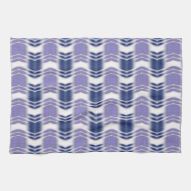 Ornament from blurred lines in blue. kitchen towel (Horizontal)