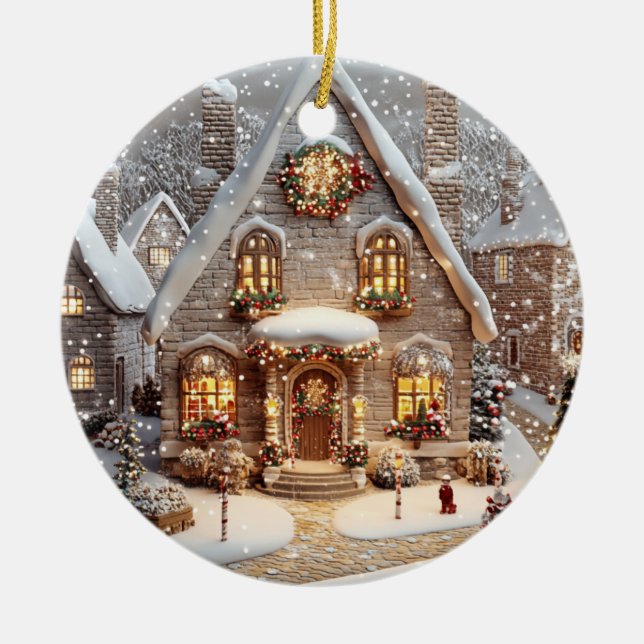 Ornament Gingerbread Candy Cottage (Front)