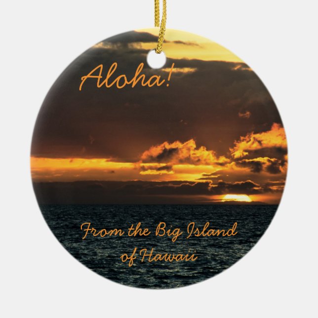 Ornament: Hawaii Sunset (Circle) Ceramic Ornament (Front)