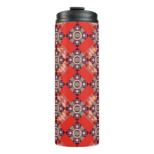 Ornament in brown, beige and red colours. Embroide Thermal Tumbler