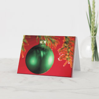 ornament in snow holiday card