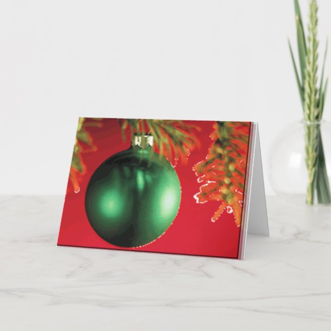 ornament in snow holiday card (Front)