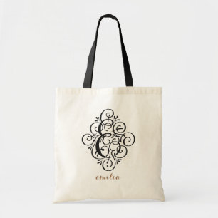 Ornament Monogram Swash Personalized Initial "E" Tote Bag