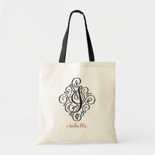 Ornament Monogram Swash Personalized Initial "I" Tote Bag