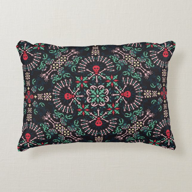 ornament paisley,skulls and bones Bandana Print,fa Accent Pillow (Front)