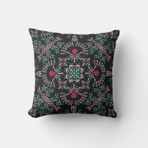 ornament paisley,skulls and bones Bandana Print,fa Throw Pillow