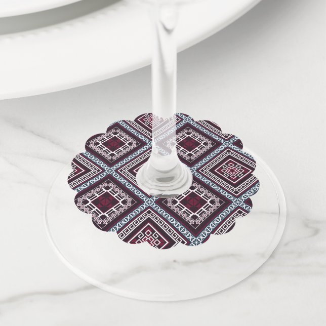 Ornament Pattern Wine Glass Tag (Close Up)
