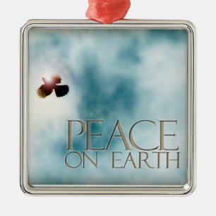 Ornament, Peace On Earth, Peace Dove Metal Ornament