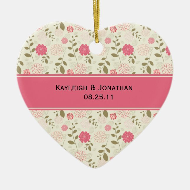 Ornament Pink and Cream Floral Wedding Keepsake (Front)