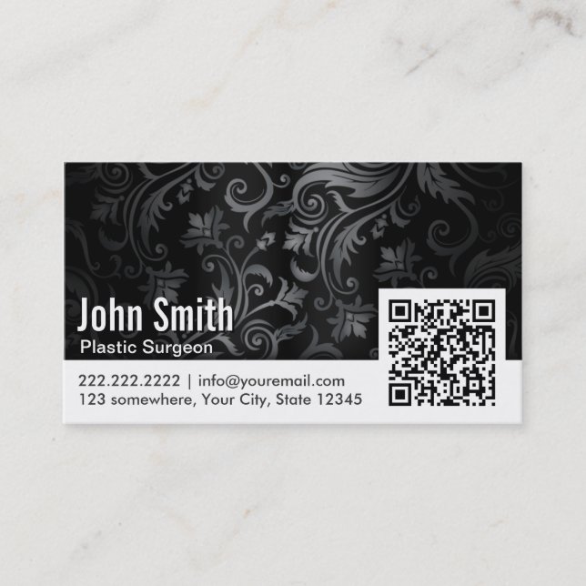 Ornament QR Code Plastic Surgeon Business Card (Front)