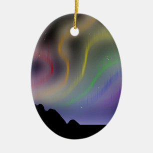 Ornament: Rainbow Northern Lights Ceramic Ornament