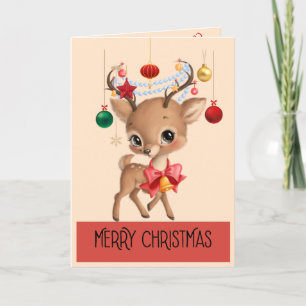 Ornament Reindeer Christmas Folded Greeting Card