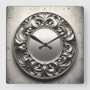 ornament ring  square wall clock