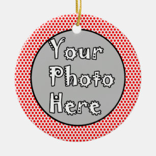 Ornament -Round Frame Red White Black