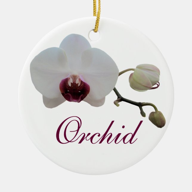 Ornament - Ruby-Lipped White Orchid (Front)