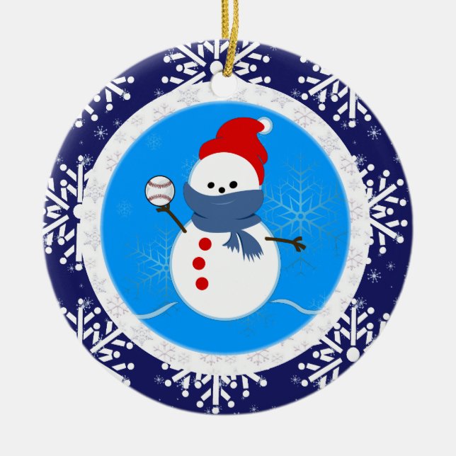 Ornament - Santa Snowman Baseball (Front)