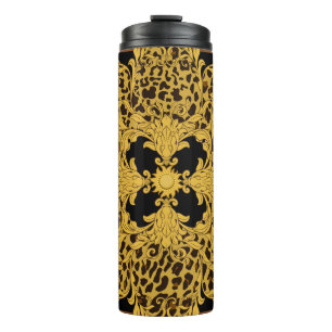 Ornament seamless pattern with leopard and baroque thermal tumbler