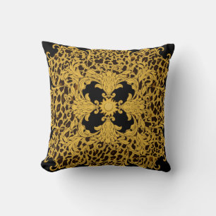 Ornament seamless pattern with leopard and baroque throw pillow